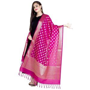 6318 Banarasi Dupatta For Women,shawl Scarf Wrap Chunni, Pink